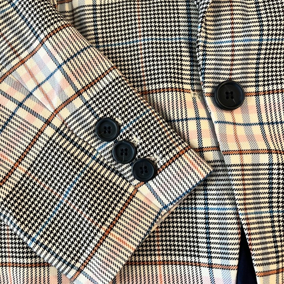 Riley & Rae women’s Plaid Blazer with Button Details NWT sz 14 cream, pink, blue - Picture 4 of 4